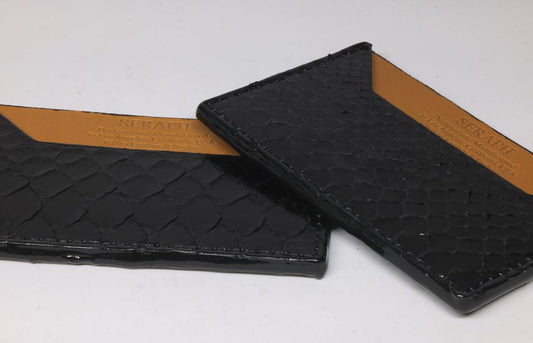 Wallet, Black Snake with Italian leather (large pattern)