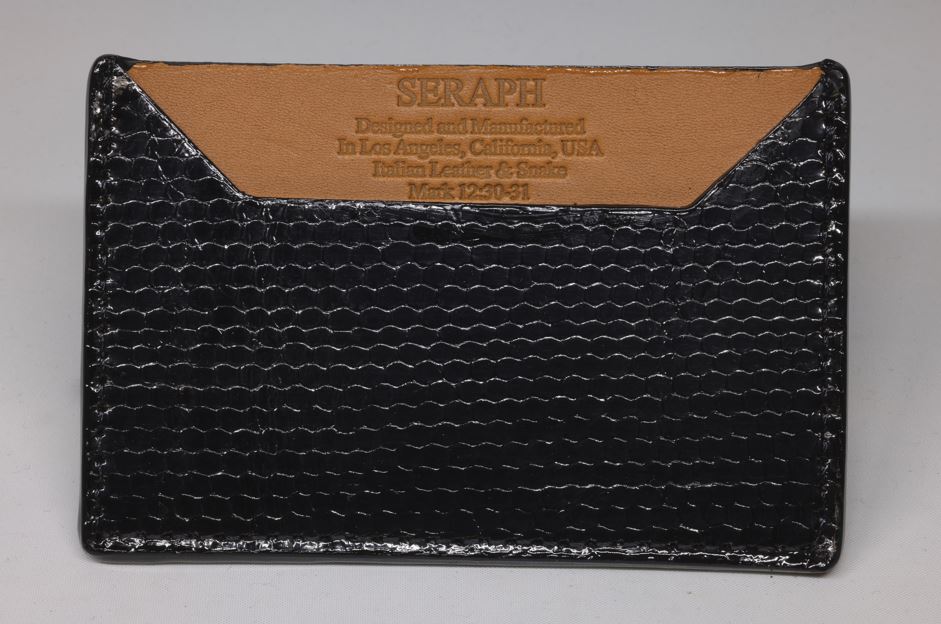 Wallet, Black Snake with Italian leather (Small pattern)