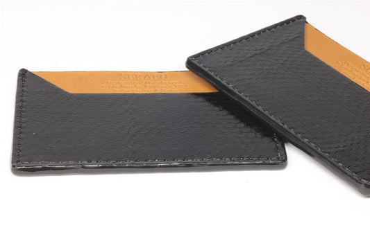 Wallet, Black Snake with Italian leather (Small pattern)