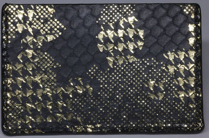 Wallet, Black & Gold Metallic Snake with Italian leather