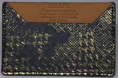 Wallet, Black & Gold Metallic Snake with Italian leather