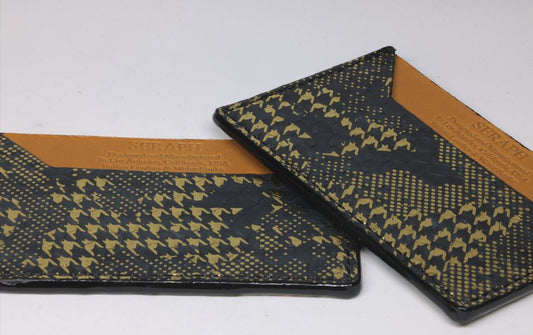 Wallet, Black & Gold Metallic Snake with Italian leather