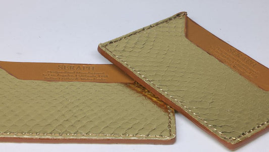 Wallet, Gold Metallic Snake with Italian leather