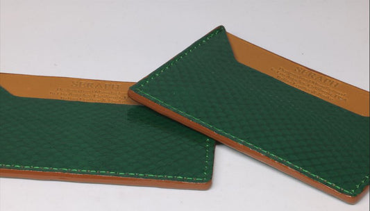 Wallet, Green Snake with Italian leather