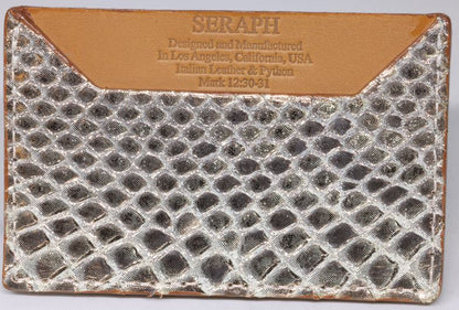 Wallet, Pink and White Metallic Python with Italian leather (large pattern)