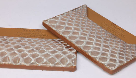 Wallet, Pink and White Metallic Python with Italian leather (large pattern)