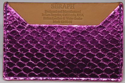Wallet, Purple Metallic Snake with Italian leather