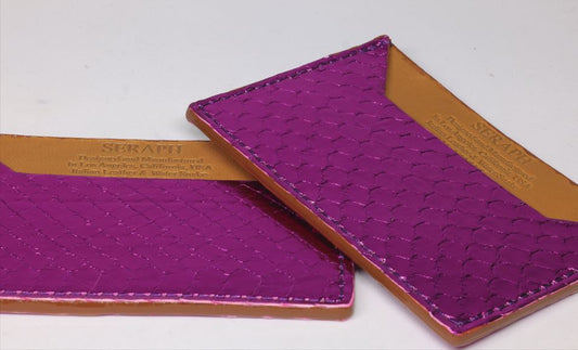 Wallet, Purple Metallic Snake with Italian leather