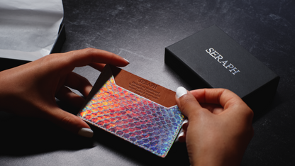 Wallet, Iridescent Peral Snake with Italian leather