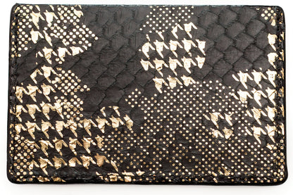 Wallet, Black & Gold Metallic Snake with Italian leather