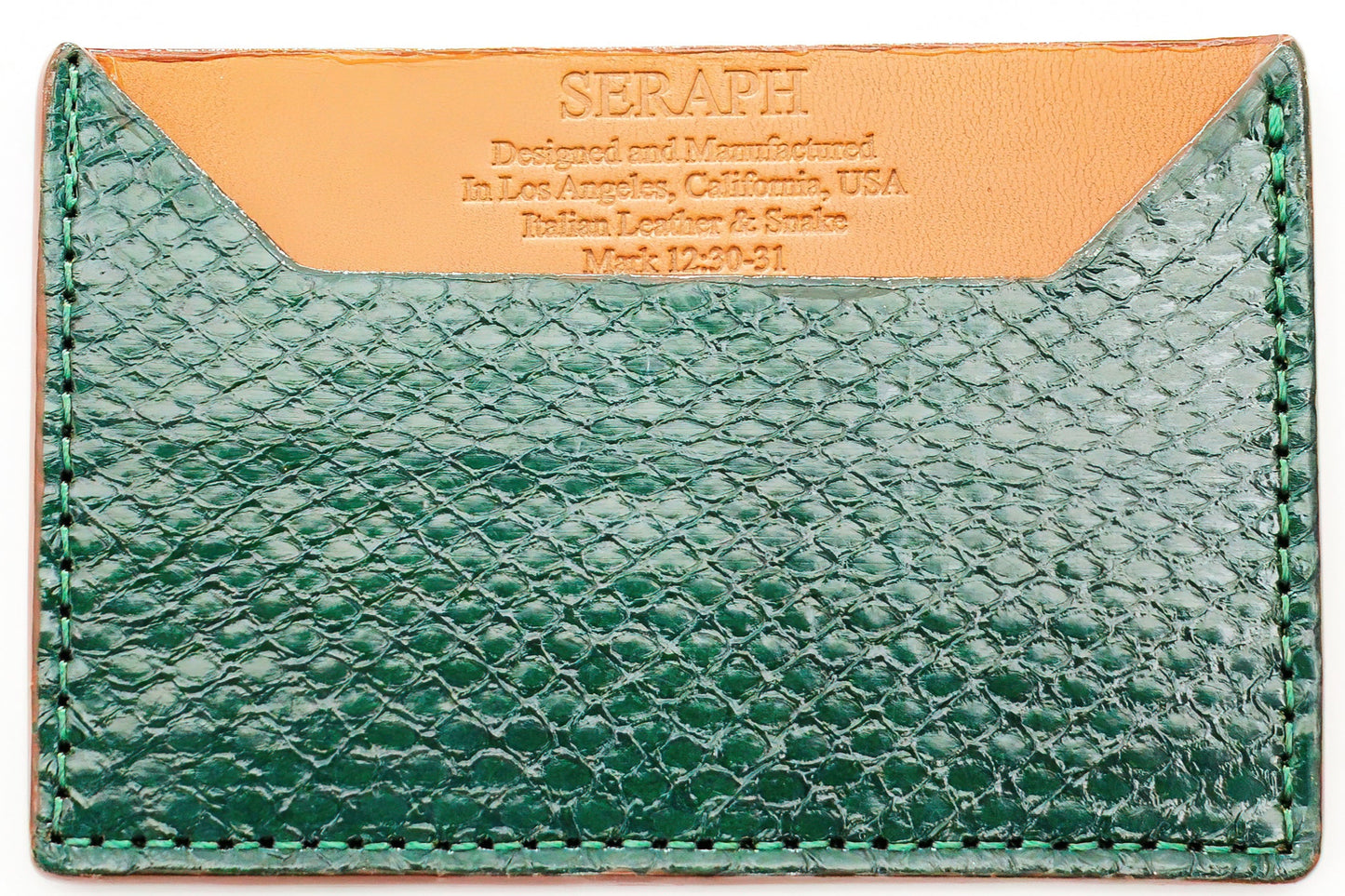 Wallet, Green Snake with Italian leather