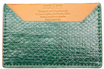 Wallet, Green Snake with Italian leather