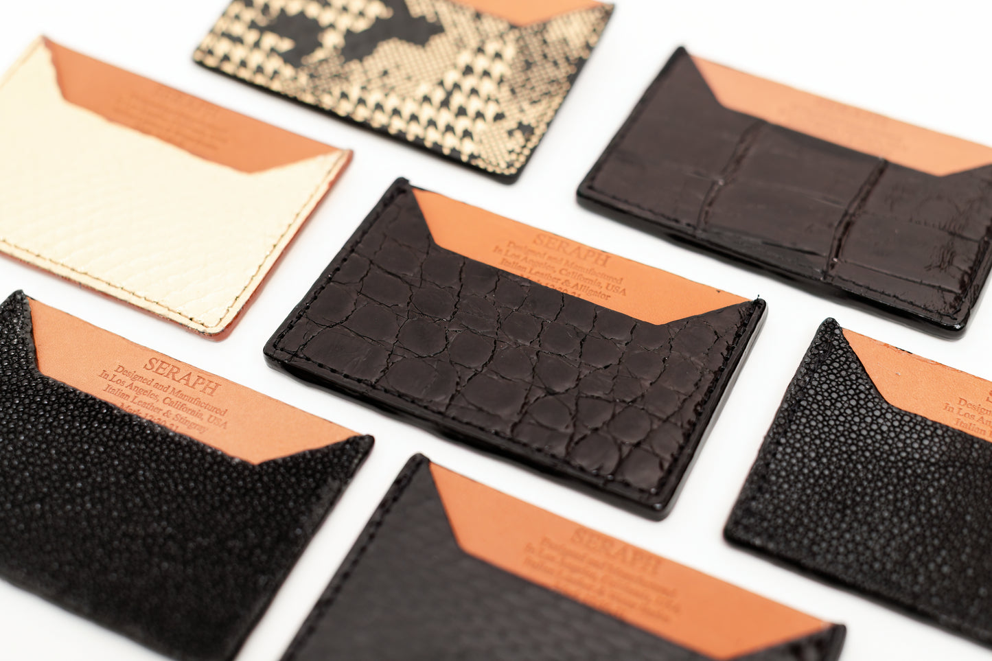 Wallet, Black & Gold Metallic Snake with Italian leather