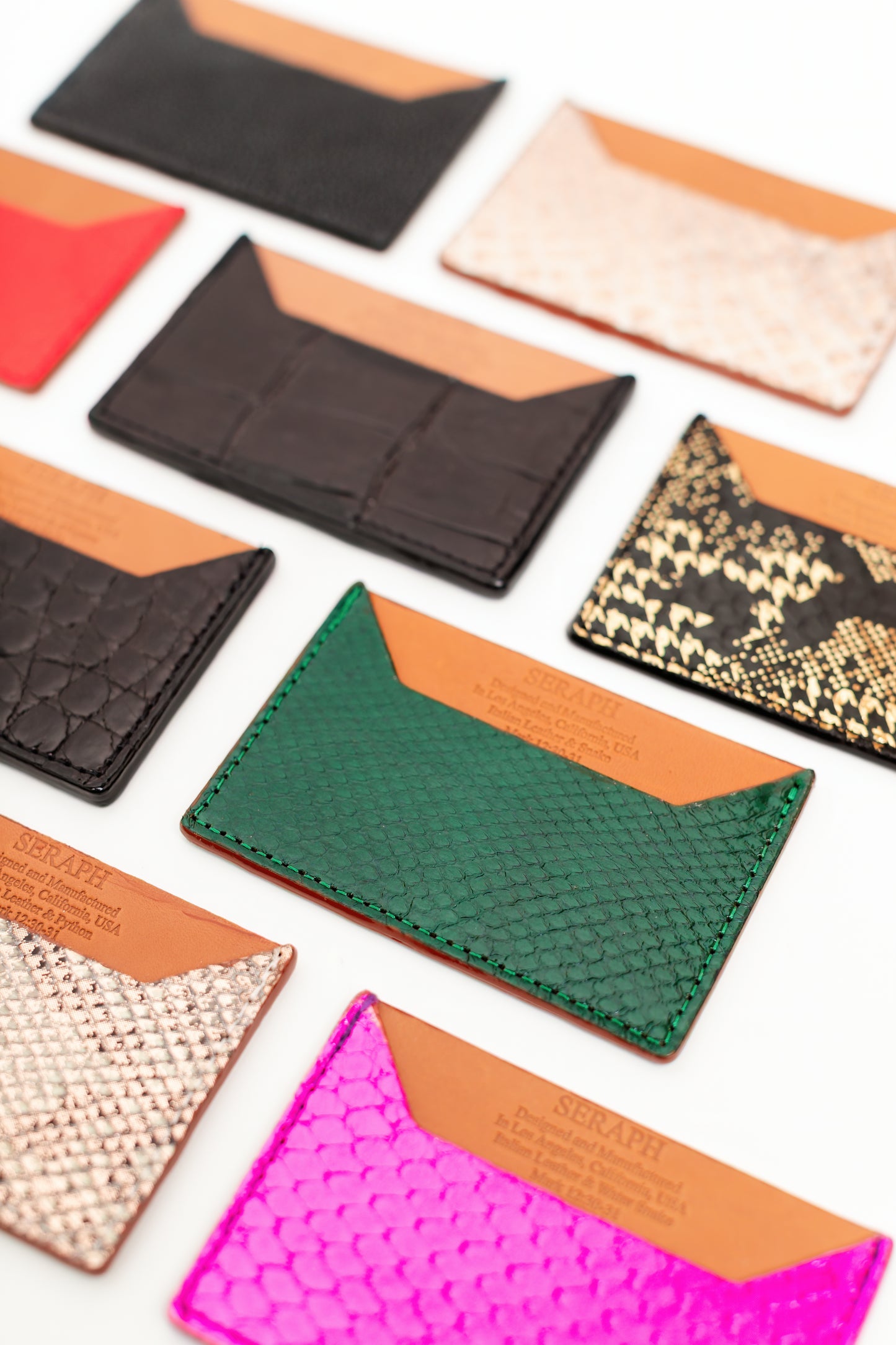 Wallet, Black & Gold Metallic Snake with Italian leather