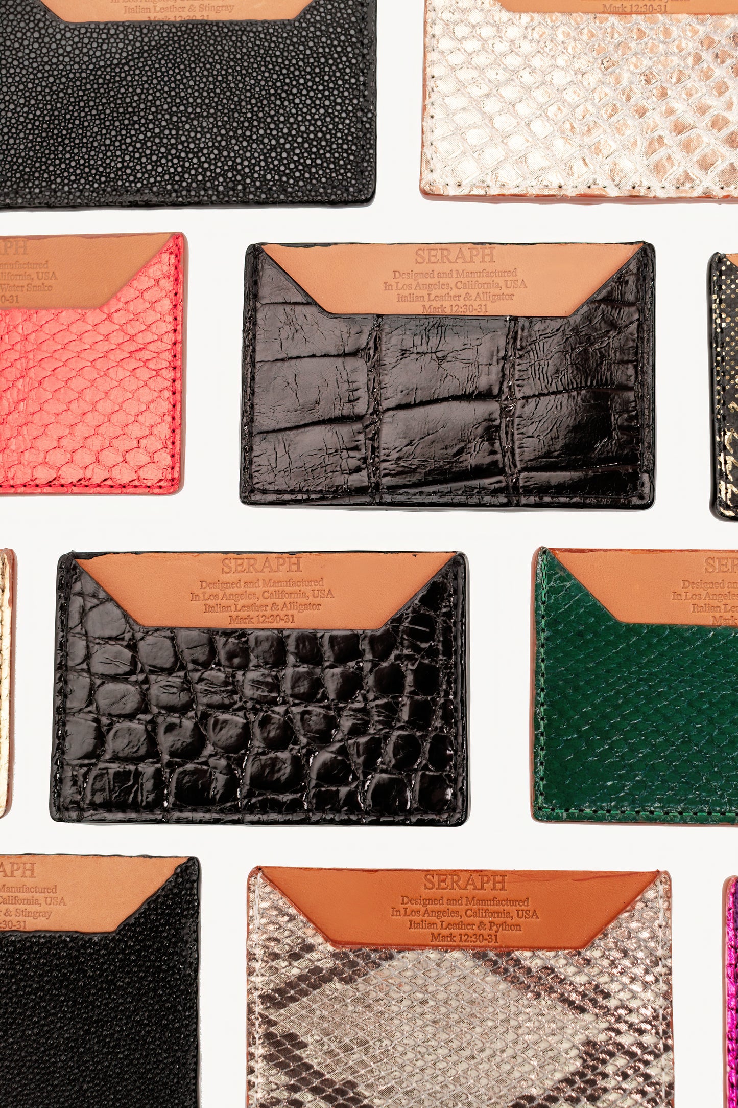 Wallet, Pink and White Metallic Python with Italian leather (small pattern)