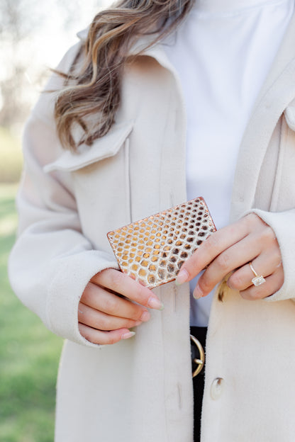 Wallet, Pink and White Metallic Python with Italian leather (large pattern)