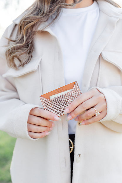 Wallet, Pink and White Metallic Python with Italian leather (large pattern)