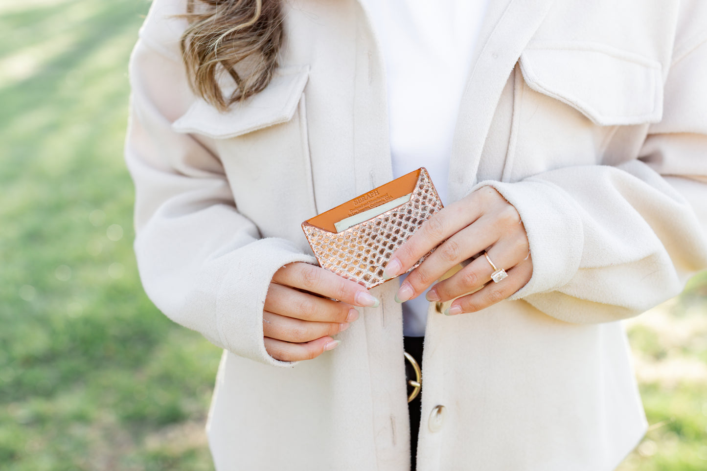 Wallet, Pink and White Metallic Python with Italian leather (large pattern)