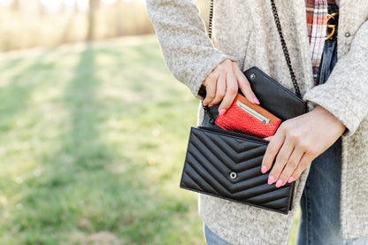 Wallet, Red Metallic Snake with Italian leather