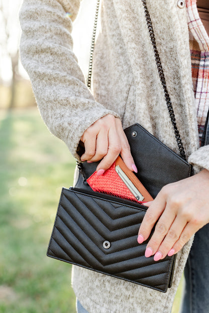 Wallet, Red Metallic Snake with Italian leather