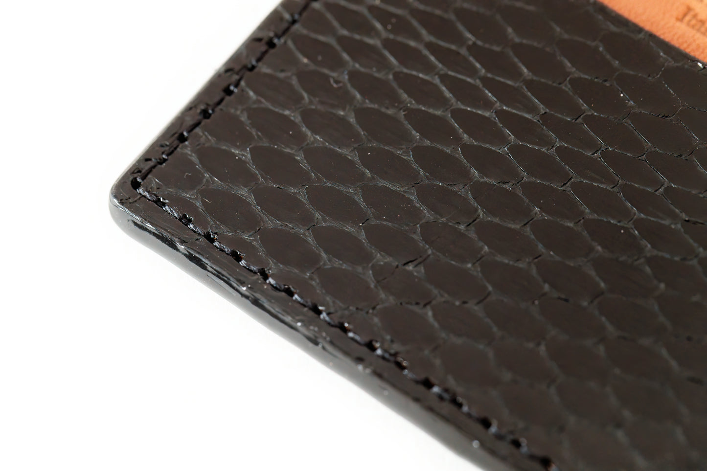 Wallet, Black Water Snake with Italian leather