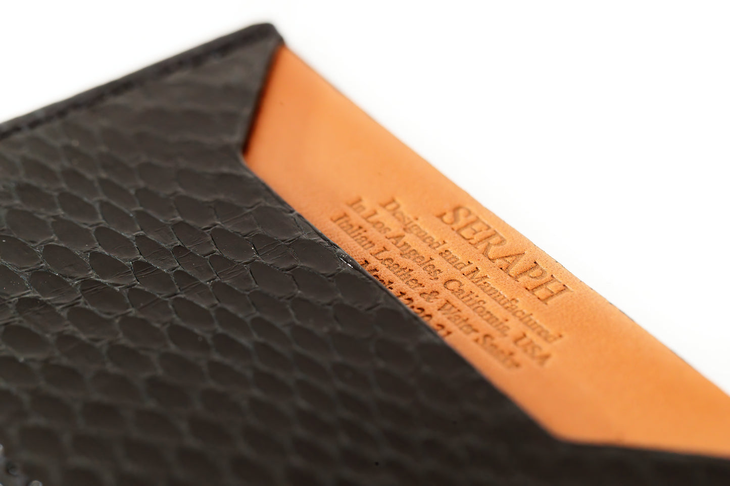 Wallet, Black Water Snake with Italian leather