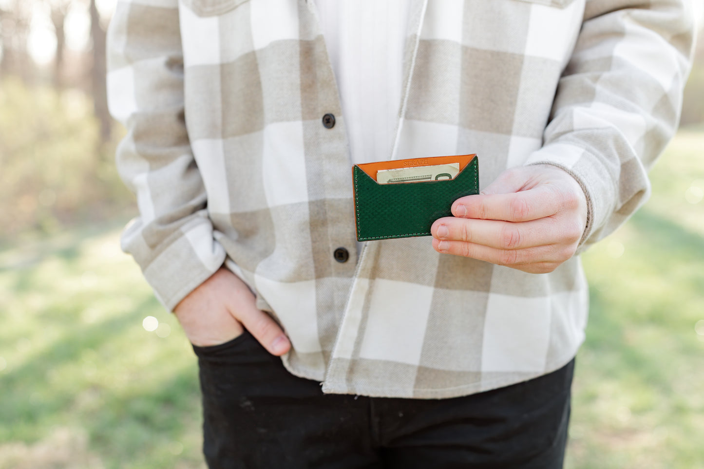 Wallet, Green Snake with Italian leather