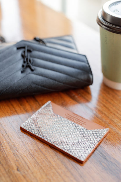 Wallet, Pink and White Metallic Python with Italian leather (small pattern)