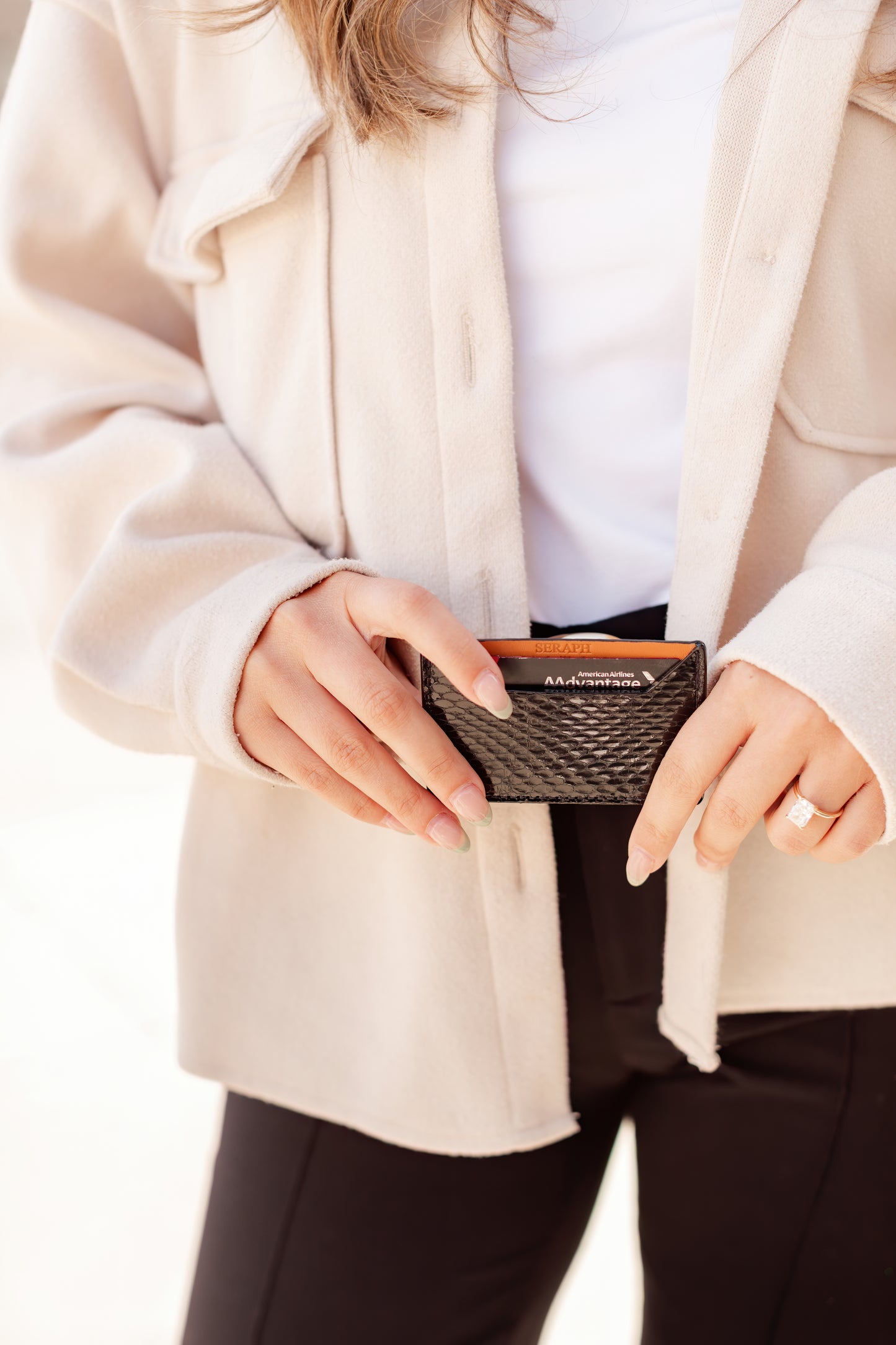 Wallet, Black Water Snake with Italian leather