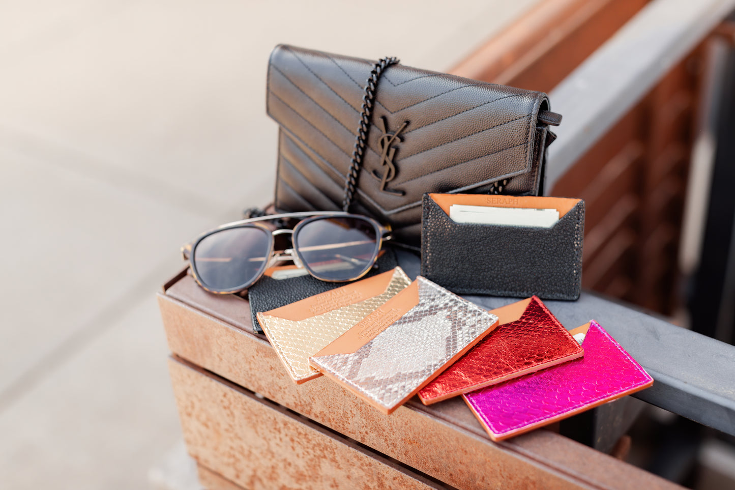 Wallet, Pink and White Metallic Python with Italian leather (small pattern)