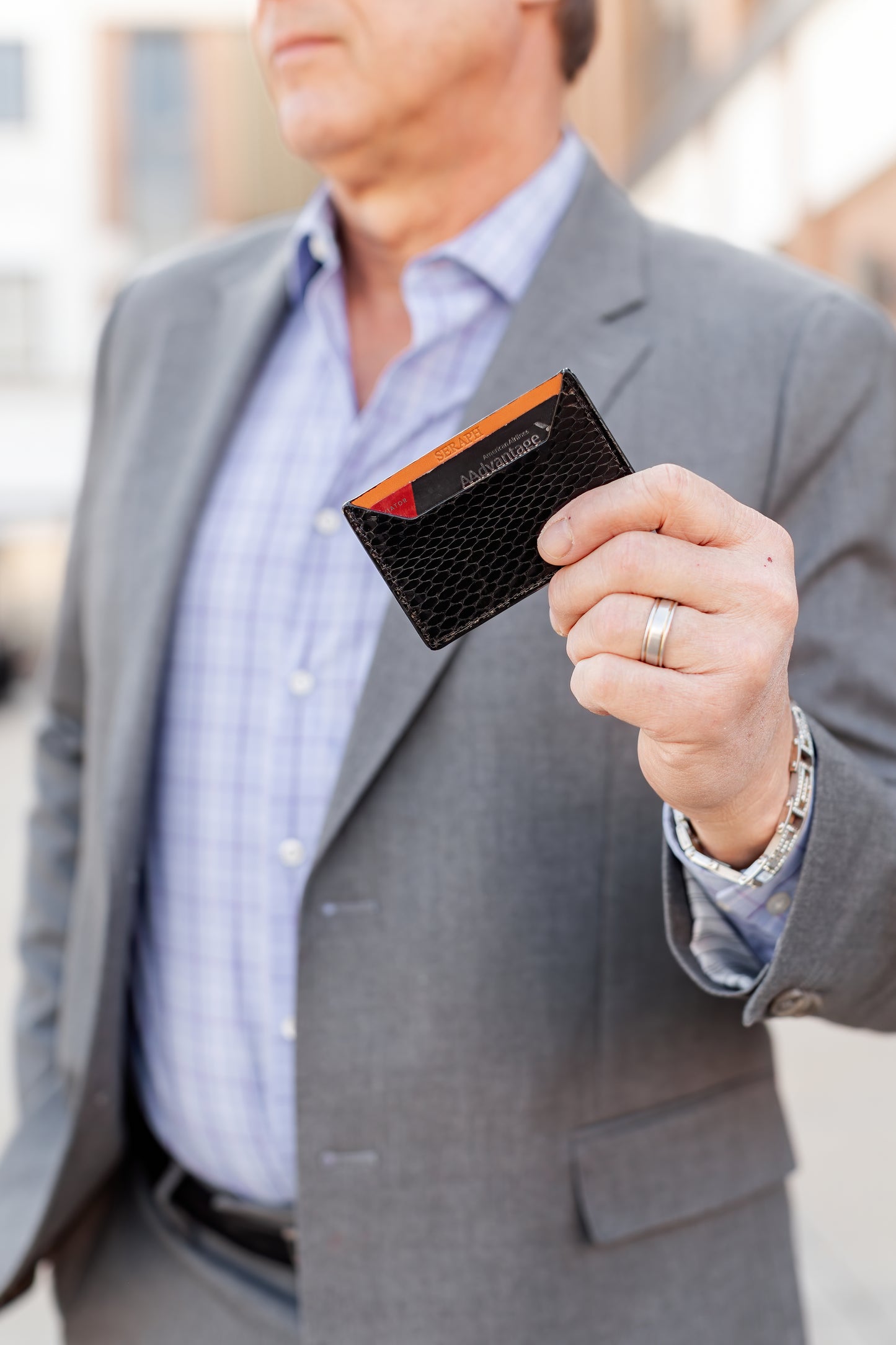 Wallet, Black Water Snake with Italian leather