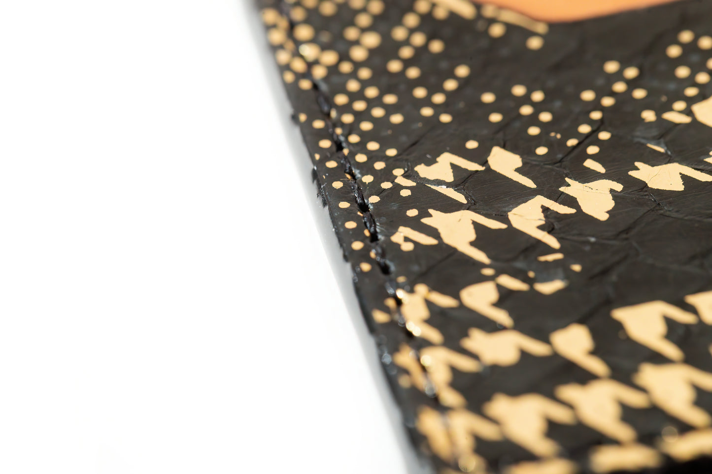 Wallet, Black & Gold Metallic Snake with Italian leather