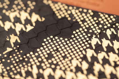 Wallet, Black & Gold Metallic Snake with Italian leather