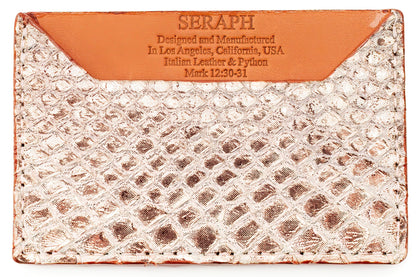Wallet, Pink and White Metallic Python with Italian leather (large pattern)