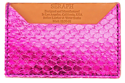 Wallet, Purple Metallic Snake with Italian leather