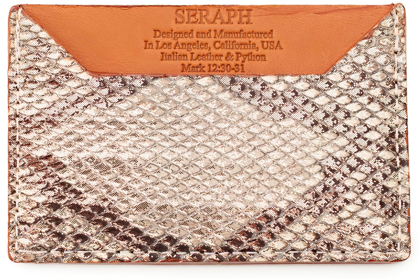Wallet, Pink and White Metallic Python with Italian leather (small pattern)