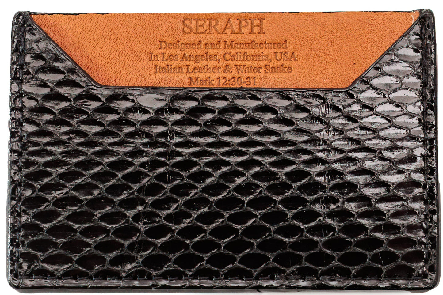 Wallet, Black Water Snake with Italian leather