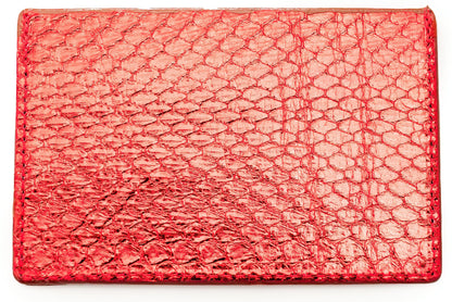 Wallet, Red Metallic Snake with Italian leather