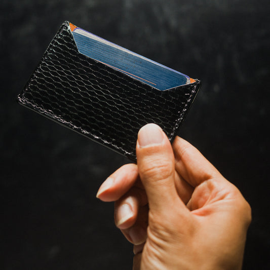 Wallet, Black Snake with Italian leather