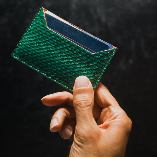 Wallet, Green Snake with Italian leather