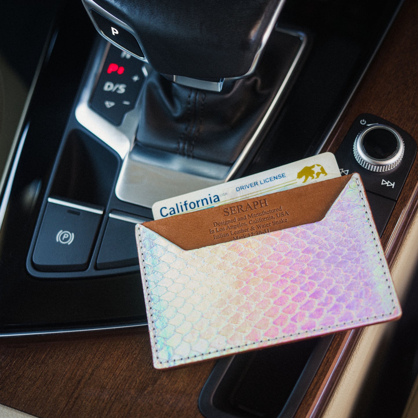 Wallet, Iridescent Peral Snake with Italian leather