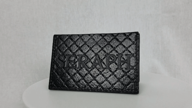 Wallet, Pattern Emboss, Black Italian Leather