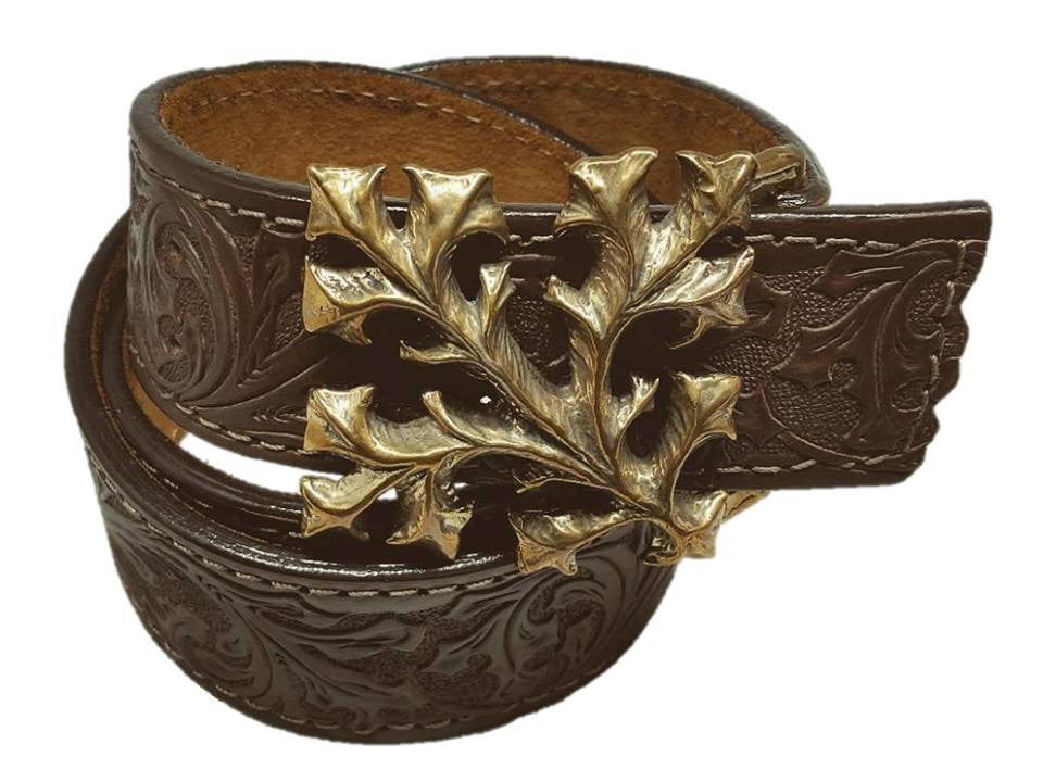 Leather Belt - Celtic Leaf - Maduro