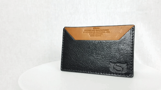 Wallet, Emblem Emboss, Black Italian leather