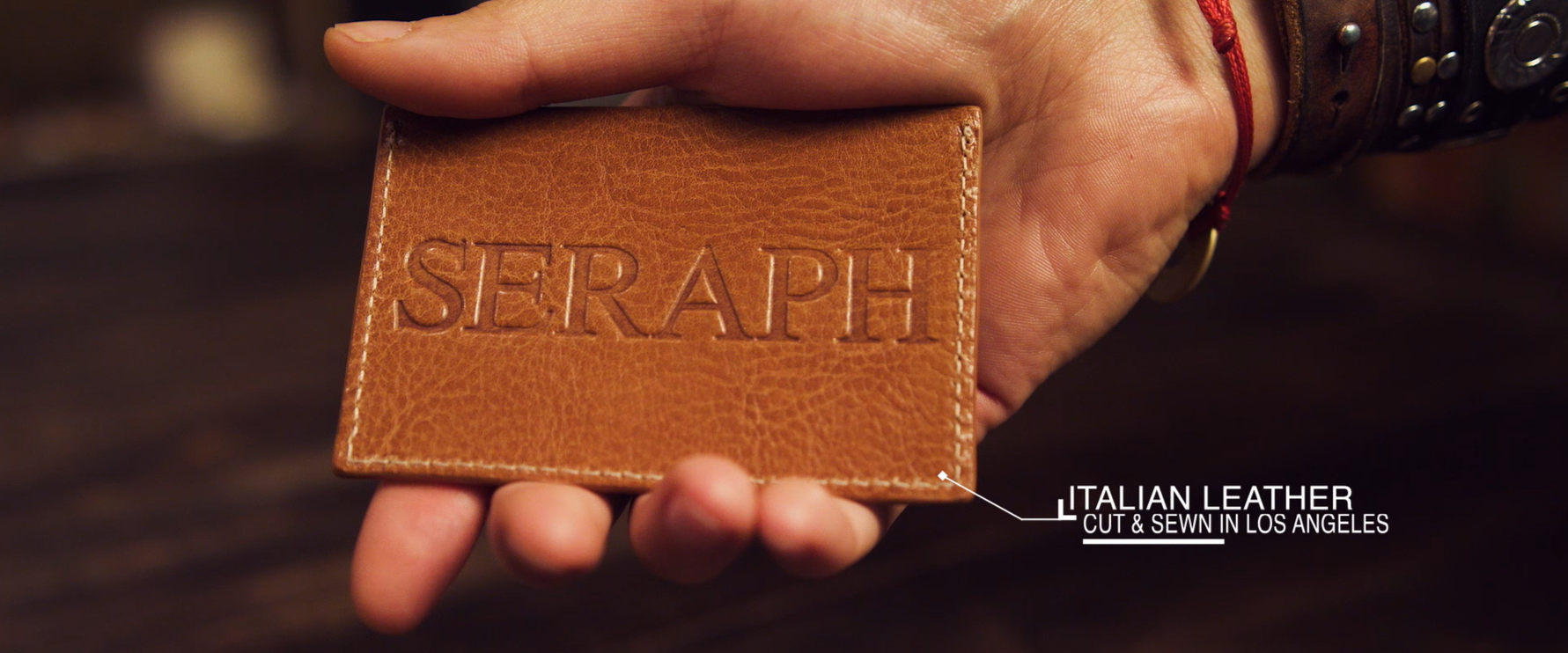 Wallet, Emblem Emboss, Cream Italian leather