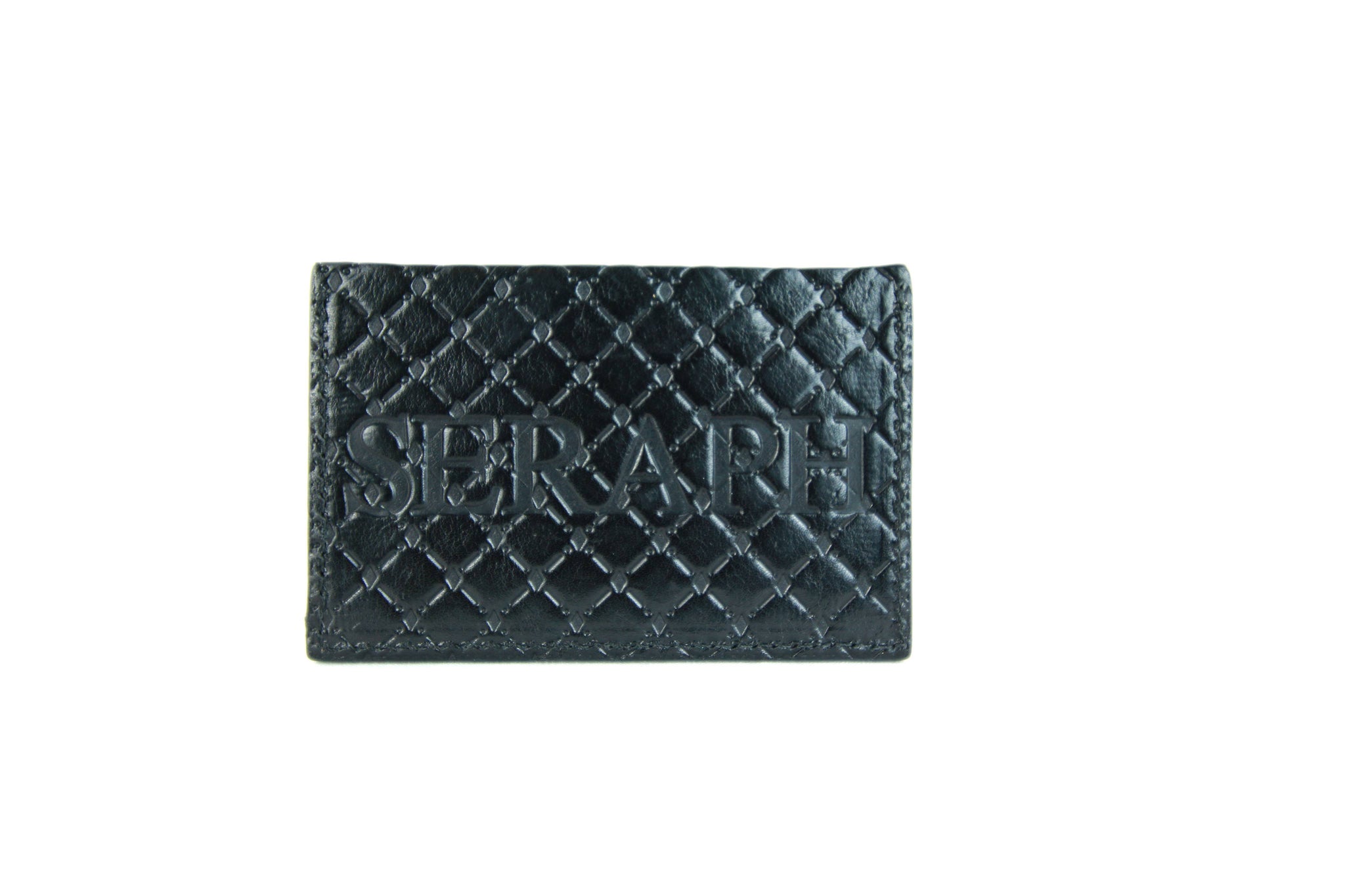 Wallet, Pattern Emboss, Black Italian Leather