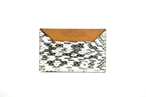 Wallet, White & Black Viper Snake, Italian leather